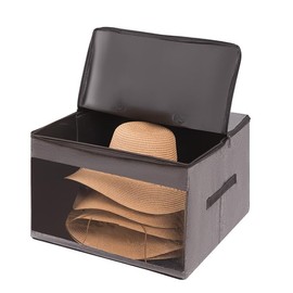 FAYYGYH Simple Hat Storage Box for Women Men, Large Closet Organizer with Dustproof Lid, Foldable Hat Carrier Case for Cowboy Hats, Travel & Home Use (Grey)