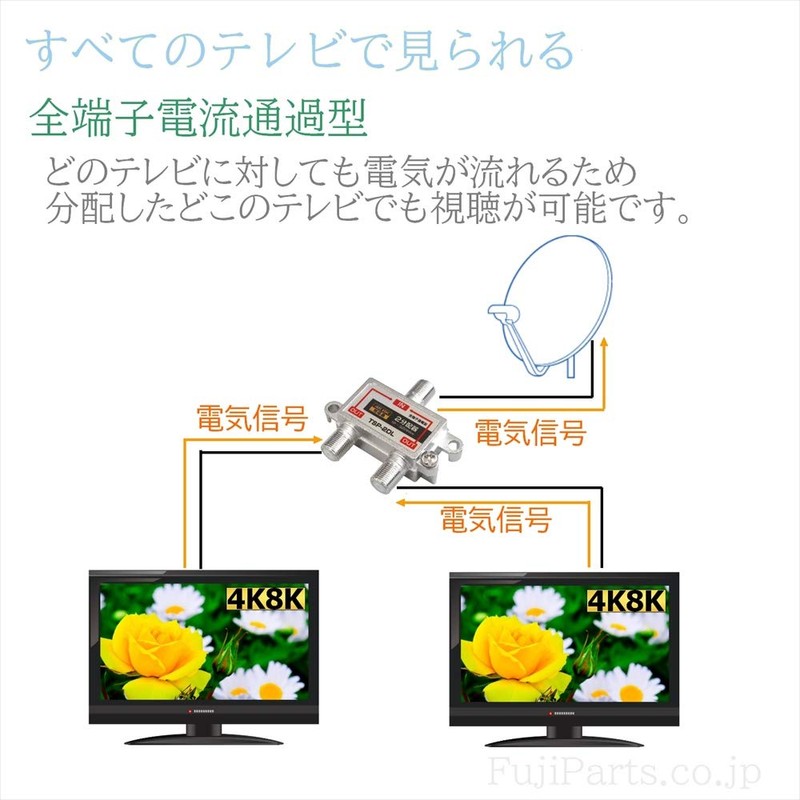 FE-TSP-3DL 4K Broadcasting Compatible, 3 Antenna Splitter, 4K8K/BS/CS/CS/Terrestrial Digital/CATV Compatible,