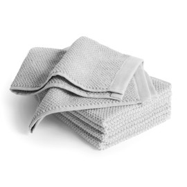 herzbach home - Spa Collection - Set of 5 Guest Towels 30 x 50 cm 100% Cotton (Pearl Grey)
