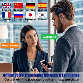 KOMPSEN Wireless Language Translator Earbuds, Real-Time Translation Bluetooth Headphones 144 Languages with App, iOS and Android Compatible for Sports/Travel/Business/Daily(Black)