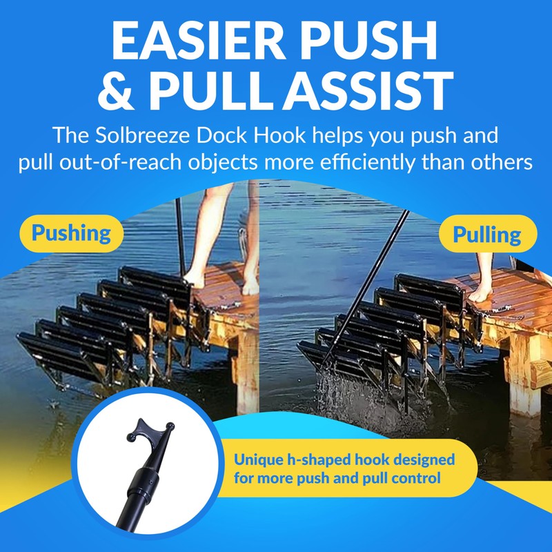 4.5' to 8' Extendable Boat Hook with Unique H-Shaped Dual