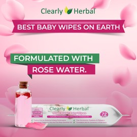 Clearly Herbal Baby Wipes, Rose Water Formula, made with Essential Oils and Natural Herbal Extracts, Parent's Choice, Case Pack 864 Plant Based Wipes (12 Packs x 72 Count)