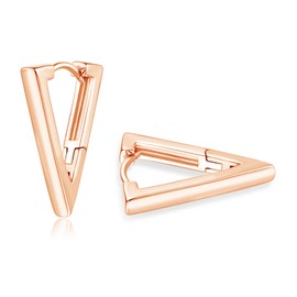 Loutade Silver Hoop Earrings for Women, Sterling Silver Triangle Hoop Earrings, Hypoallergenic Earrings Simple Sleeper Cartilage Huggie Rose Gold Triangle -Shape Hoop Earrings Jewellery for Girls