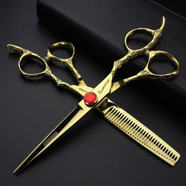 Golden Professional Hairdressing Scissors 6 Inch 7 Inch Hairdressing Scissors Set