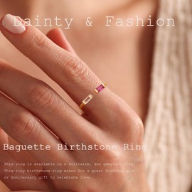 JSJOY Ruby Ring Birthstone Rings for Women Pink Crystal Friend Gifts for Women Birthday Gifts for Women Gold Jewelry