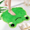 Yamepuia Frog Bathroom Rug, Bath Mat, Green, Cute, Non-Slip, Washable