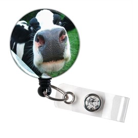Cow Retractable ID Badge Holder Reel, Funny Badge Reel, Farm Animal Badge Tag Holder, Office Id Holder, Cow Badge Reel - GG1008