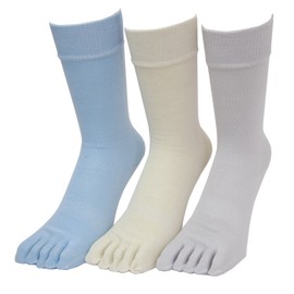PAX-ASIAN #817 Silver Magic Men's Socks, Antibacterial, Deodorizing, Sweat Absorbent, Quick Drying, Silver Ion, 5 Toe Socks, With Cut, 3 Pairs (Assorted Light Colors), 3 assorted colors
