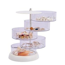 YILANJIN Jewellery Storage Organiser, 5 Layers Jewellery Organiser Box, Clear Acrylic Cosmetic Storage Spin Holder for Women, Cosmetic Storage Spin Holder for Necklace, Bracelet, Earring