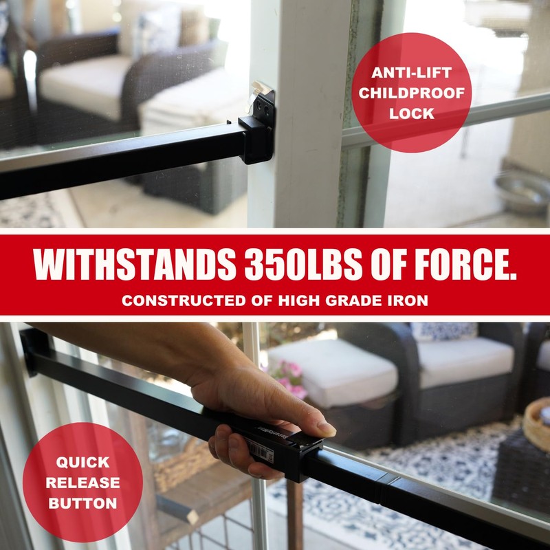 SECURITYMAN Sliding Door Security Bar-Child Proof Sliding Door Lock Bar
