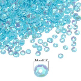 MECCANIXITY 4MM Loose Sequins - 3000Pcs Cup Glitter for Jewelry Making, Crafts, Embroidery, Sewing - Light Blue