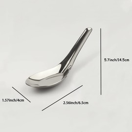 Soup Spoons Stainless Steel Chinese Soup Spoons Set of 6 Asian Soup Spoons Silverware Cucharas Para Comer for Ramen Pho Wonton Dumpling Noodles (silver)