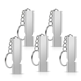 Heptour Disaster Whistle for Disaster Prevention Whistle, Outdoor, School, Gym, Camping, Hiking, Survival, Referee, Coach, Equipment, Lifeguard Silver, 5 Pieces Aluminum