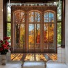 TQNNTQ Autumn Window Scene Shower Curtain Fall Forest View Yellow