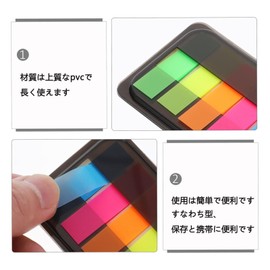 Set of 2 Sticky Notes, Indexes, Headers, Film, Transparent, Dull Color, Pastel Colors, Set of 200, Easy to Remove 1 Sheet at a Time