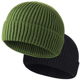 2pcs Swag Wool Fisherman Beanies for Men, Knit Short Watch Cap Winter Warm Hats,J