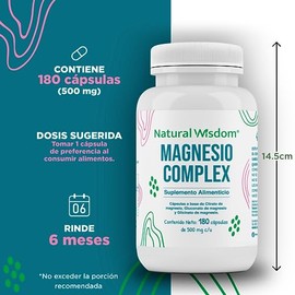 NW Magnesio Complex 180 Capsulas Citrato de Magnesio Gluconato y Glicinato de Magnesio | Ingredientes Naturales | Gluten Free Soya Free Lacteos Free V