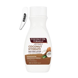 Premium Palmer Coconut Oil Formula Body Lotion 250ml – 48 Hour Hydration, Dermatologist Approved – Hydrating Coconut Moisturiser with Vitamin E for Dry Skin with KRISP Cosmetic Spatula