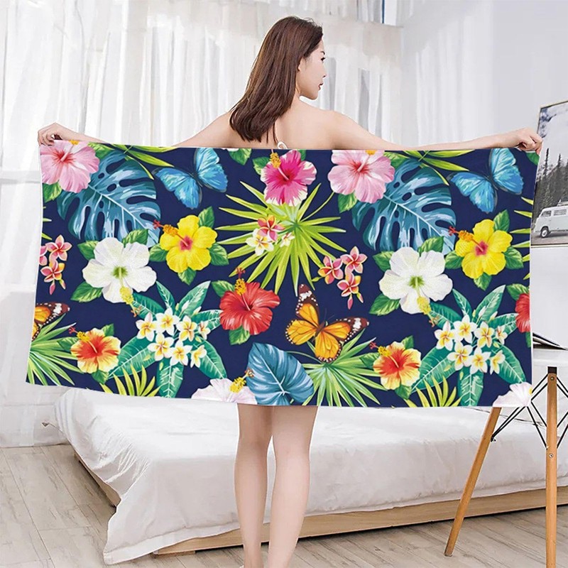 1 Printed Beach Towel, Microfiber Beach Towel, Absorbent And Quick-Drying