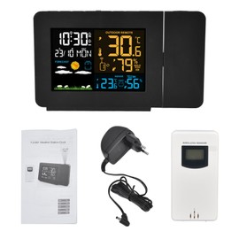 Indoor Outdoor Thermometer 60m Transmission Clock Projection Function Temperature Prediction Digital Hygrometer  100‑240V