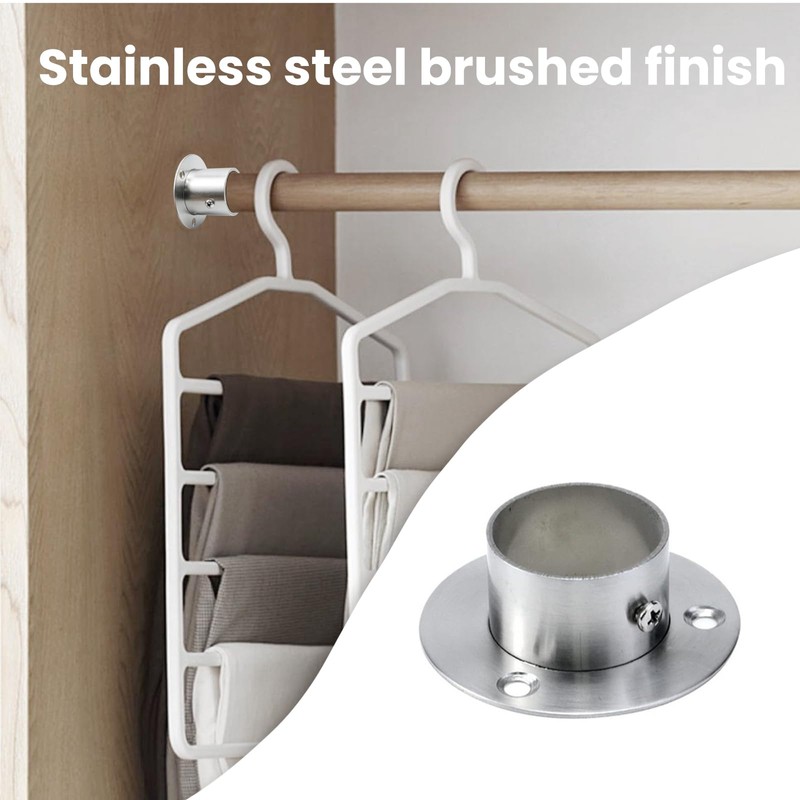 Antrader 4-Pack Stainless Steel Closet Rod Flange 1.5 Inch Dia.