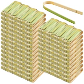 Thyle 500 Pieces Mini Bamboo Tongs 4 Inches Disposable Tongs Bulk Long Bamboo Toaster Tongs Cooking Utensils for Charcuterie Self Serving Food Kitchen Wedding Baby Shower Supplies