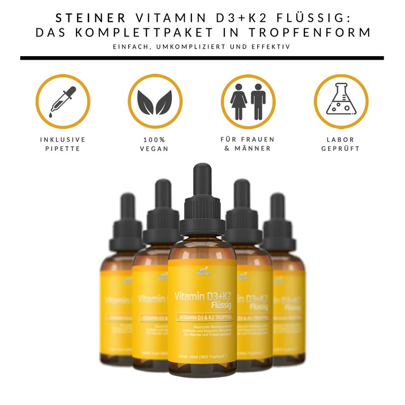 Steiner Vitamin D3 K2 Drops High Dose - 50 ml