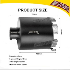 ORIXTREME Diamond Core Drill Bits 4Inch Granite Hole Saw for Dry Drilling Concrete Marble Stone with 5/8-11 Thread 102mm