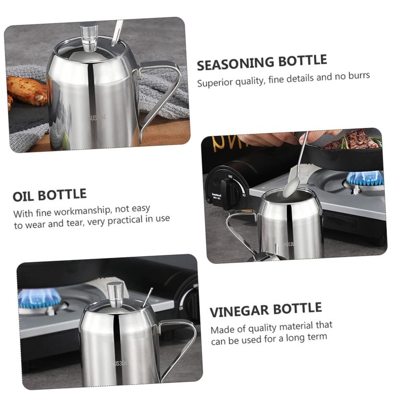 Mobestech Stainless Steel Oil Jars for Kitchen Ml Seasoning Bottle