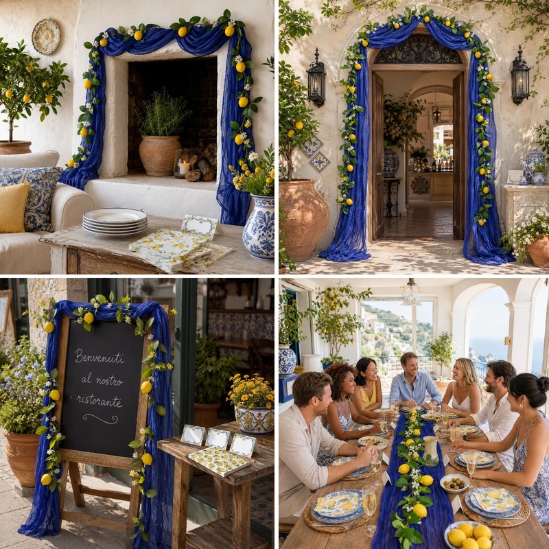 62 Pcs Amalfi Coast Party Decorations Lemon Party Set for
