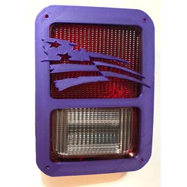 American Flag Soldier in 3D - Black w Purple for Jeep Wrangler JK/JKU Rear Tail Light Covers (07-18) - Love USA