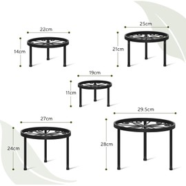 Base para Macetas de Metal 5 Piezas, Soporte para Plantas Escalonado