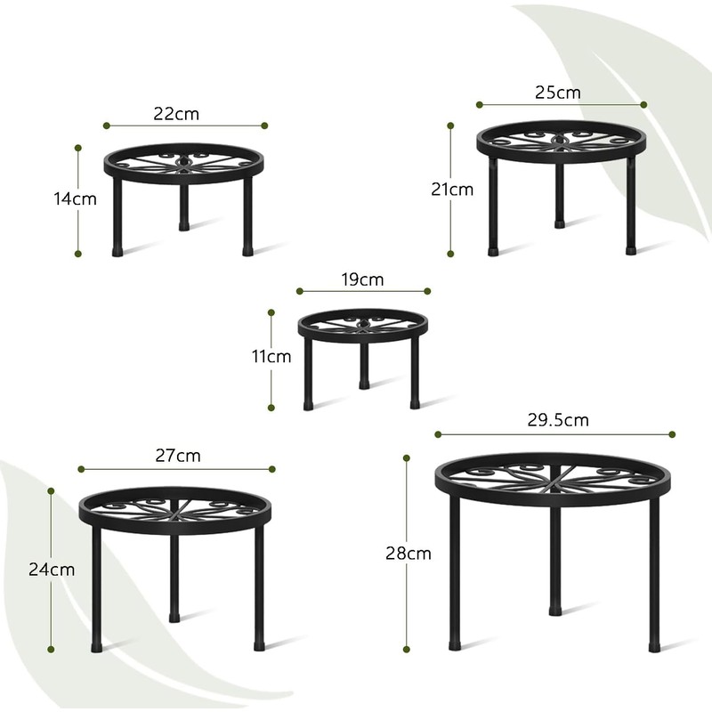 Base para Macetas de Metal 5 Piezas, Soporte para Plantas