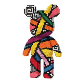 PIANTION Animal Colorful Bandage Bear Micro Building Blocks Set(6000PCS XQ016) 16.9in High Series,Gifts Suitable for Adults