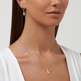 Clearine Rhinestone Bridal Jewellery Set Austrian Crystal Pendant Necklace and Huggie Hoop Earrings Set, Crystal, Rhinestone