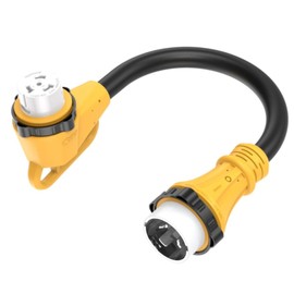 1.5Ft 90 Degree RV 50-Amp Shore-Power Adapter, 50Amp Twist-Lock Plug Nema SS2-50P Male to SS2-50R Female, 6AWG Right Angle Marine 50A RV-Adapter Cord for Camper Trailer Boat,125V/250V 50A, ETL Listed
