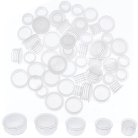 GORGECRAFT 100PCS 5 Sizes Plastic Salt and Pepper Shaker Stoppers Clear Bottle Stoppers Replacement Plug Bottle Shaker Covers Reusable Round End Covers for Bottles Pipes Flower Pots