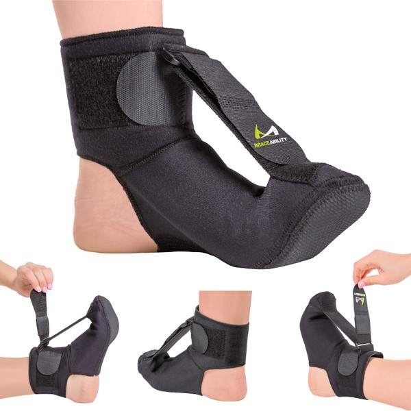 BraceAbility Plantar Fasciitis Night Splint Sock - Soft Plantar Fascia Stretcher Brace, Achilles Tendonitis Sleeping Support Boot, Heel Pain Relief Compression Sleeve for Right or Left Foot (Large)