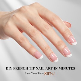 GLAMERMAID French Tip Press On Nails, 150pcs Short Square False Nail Tips, Pre-Designed Fake Nails for DIY, Long-Lasting Gel Nail Extensions, 15 Sizes for a Great Fit, Ideal for Home Manicures, Pink