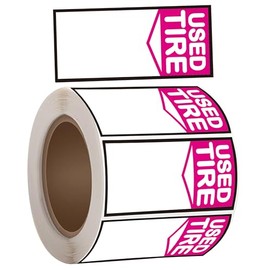 2 3/4 x 6 Inch Used Tire Label Inventory Tag for Wheels - Tire Sale Roll Stickers for Auto Tire Repair Retail Shop 250 Pcs (Pink)