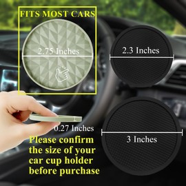 Wingcases Car Coasters Silicone [4 Pack] 2.75in Universal Mats Non-Slip, Embedded Car Interior Accessories, Car Cup Holders Insert Coasters Decor，Sage Green