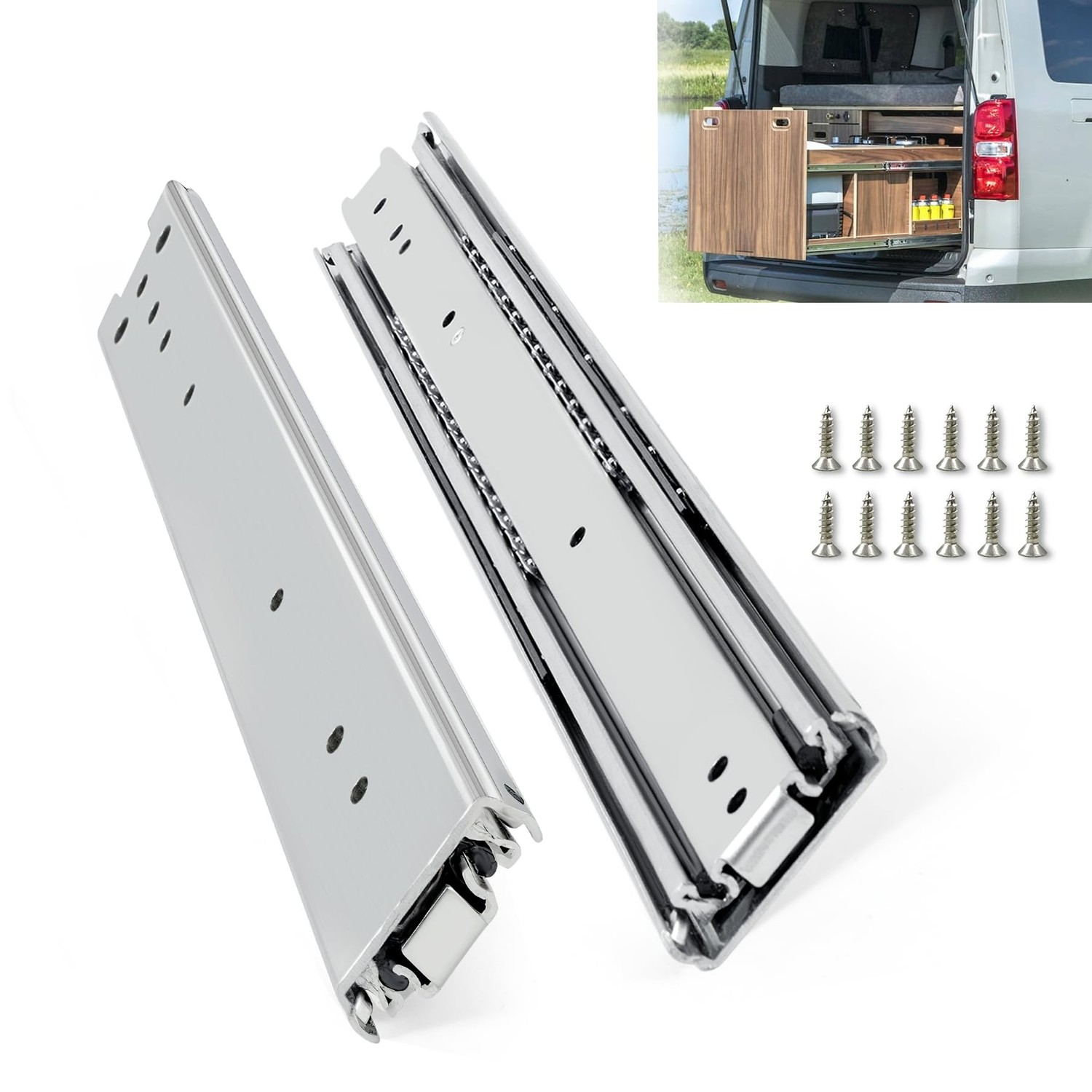 VITERLYNX 200Lbs Heavy Duty Drawer Slides 1 Pair 10 14 16 18 20 22 24 ...