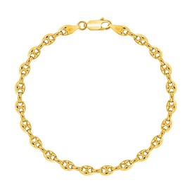 PLANETYS - Coffee Bean Chain Bracelet 925 Sterling Silver 18K Gold-Plated - 3.2 mm Width, Sterling Silver