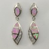 Amber America Unique FIRE OPAL Pink Post CZ Dangle Earrings 925 STERLING SILVER Rhodium #673e
