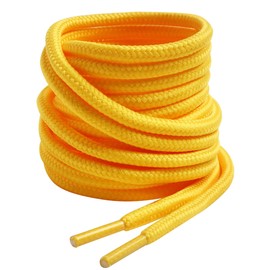 VSUDO 115 cm Round Golden Yellow Boot Laces, 4mm Diameter Shoe Laces for Boots, Heavy Duty Outdoor Work & Hiking Shoelaces for Men or Women (1 Pair-Golden Yellow-115cm)