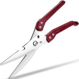 Poultry kitchen Shears,Heavy Duty Kitchen Scissors Professional All Purpose for Meat, Chicken, Bone,Turkey, Fish, Separable Design,Spring Loaded, Dishwasher Safe,Easy to Clean (Burgundy)