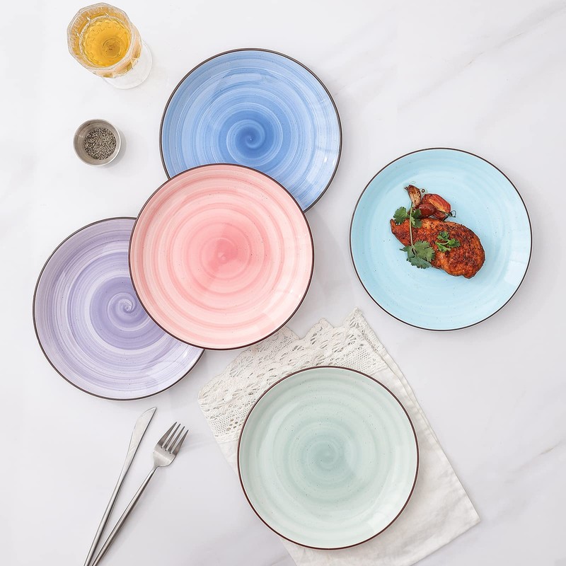 Selamica Ceramic 8 inch Dinner Plates, Small Dessert Salad Plates,