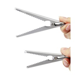 QWORK Pack of 10 Stainless Steel Sealing Clips, 8 cm and 11.5 cm Sealing Clips, Bag Clips, Alligator Clips for Kitchen and Home