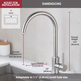 RODDEX Bar Sink Faucet, Single Handle Faucet Modern Stainless Steel One Hole Wet Bar Sink Faucets High Arc Outdoor Kitchen Tall Faucets RV Camper Laundry Outdoor Farmhouse Dishwasher, Brushed Nickel