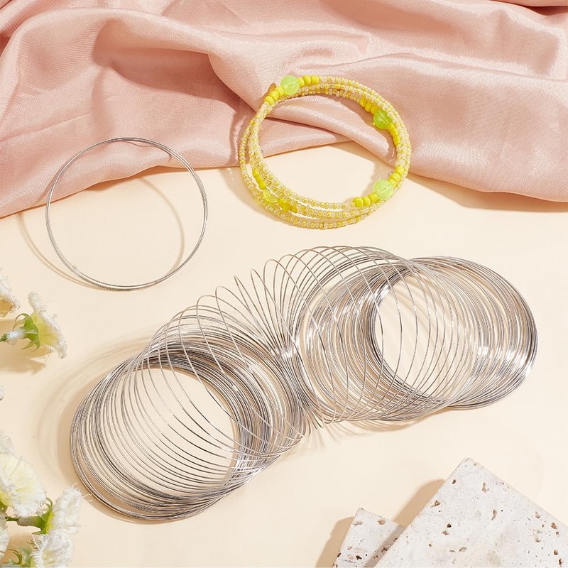 PH PandaHall Steel Memory Wire for Bracelet Making, 100 Loops